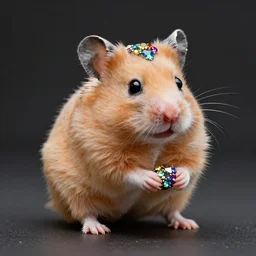 a hamster made out of rainbow gems, 8k, hd, light reflection
