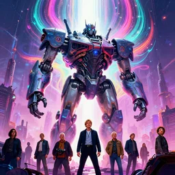 giant menacing robot over mystical alien city, synthwave, fractal waves, bright neon colors, highly detailed, cinematic, tim white, roger dean, michael whelan, caza, bob eggleton, philippe druillet, vladimir kush, kubrick, alfred kelsner, vallejo
