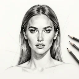 megan fox portrait by arunas kacinskas, geometrical shapes and lines, sketch, pencils, graphic design, minimalistic, procreate, digital illustration, doodle, applepencil