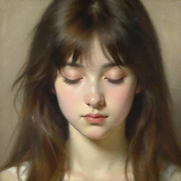 detailed portrait of anime girl sarah, closed eyes, natural light, painting by gaston bussiere, craig mullins, j. c. leyendecker