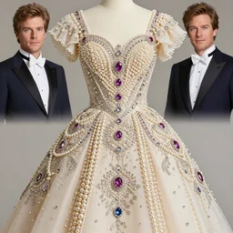 a beautiful picture of dress with pearls, gem, diamonds, embroidery overall design ， by greg rutkowski and thomas kinkade, trending on artstation h - 7 6 8
