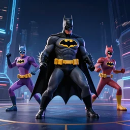 batman in space jam 2 the movie, cinematic, wide angle shot