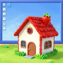a strawberry house in the windows xp backround
