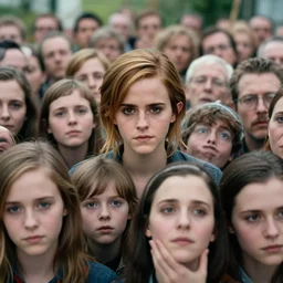 a farm of human heads that look like Emma Watson, Simon Stalenhag, beeple, Wadim Kashin, 4K, cinematic