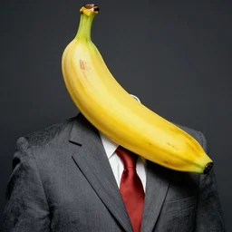 banana wearing a suit, by andy warhol, zoomed out