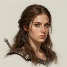 head and shoulders portrait of a barbarian, female, high fantasy, dnd, trending on artstation