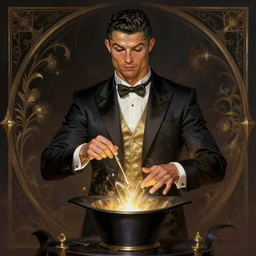 cristiano ronaldo as a strong magician, fantasy art, in the style of Andreas Höher, illustration, epic, fantasy, intricate, elgant, amazing detail, digital painting, artstation, concept art, smooth, sharp focus