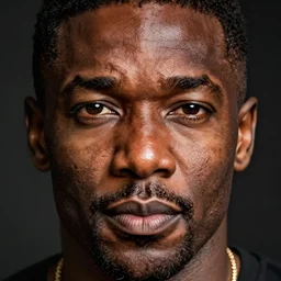 idris elba by kehinde wiley and rembrandt. photorealistic facial features, portrait, detailed face, ultra high details, one person.