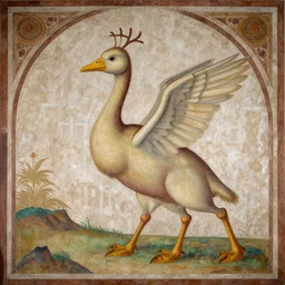 gosling being worshipped, fresco painting