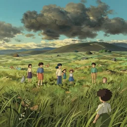 open fields landscape, studio ghibli, pixar and disney animation, sharp, rendered in unreal engine 5, highly detailed, digital painting, artstation, concept art, smooth, sharp focus, illustration, wide angle, artbook, wallpaper, splash art, promo art, dramatic lighting, art by artgerm and greg rutkowski and bo chen and jin xiaodi