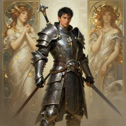 Attractive Asian Male Dragonborn Paladin full wide angle portrait, highly detailed, digital painting, artstation, concept art, sharp focus, illustration, art by artgerm and greg rutkowski and alphonse mucha