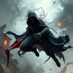raven made of wire and smoke flying through chaos marvel comics, artstation, hyperrealistic