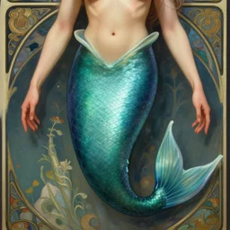 a beautiful mermaid, accurate anatomy,modest, only two hands, highly detailed, digital painting, artstation, concept art, smooth, sharp focus, illustration, Unreal Engine 5, 8K, art by Ross Tran and greg rutkowski and alphonse Mucha and michelangelo