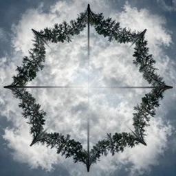 trees, clouds, sacred geometry pattern, ben ridgway