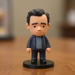 ian mckellen figurine by pixar sad bokeh on wooden table.