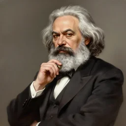 portrait of Karl Marx pondering his orb, highly detailed, digital painting, artstation, concept art, smooth, sharp focus, illustration, art by artgerm and greg rutkowski and alphonse mucha