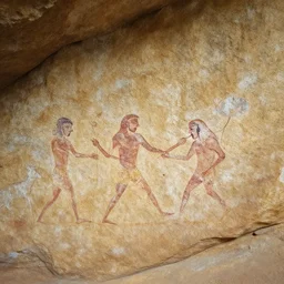 a cave with prehistoric wall art