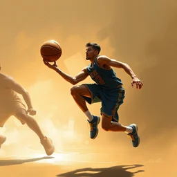 person _ bouncing _ ball basketball player, pino daeni, artstation,