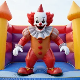 scary clown made of bouncy castle, highly detailed, 8 k, hdr, smooth, sharp focus, high resolution, award - winning photo