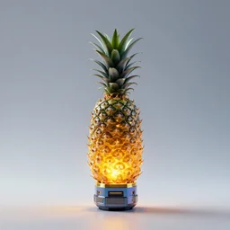 high quality product photo of a cyberpunk pineapple powered tube, 4 k hd, centered, negative space