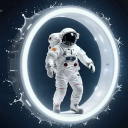 astronaut stepping through a glowing portal by josan gonzalez splash art graphic design color splash high contrasting art, fantasy, highly detailed, art by greg rutkowski