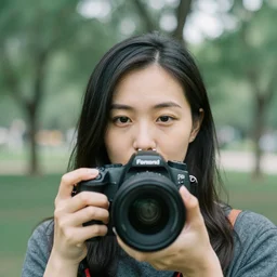 double expsoure of woman's face and trees, dlsr, bokeh, 8 5 mm lens