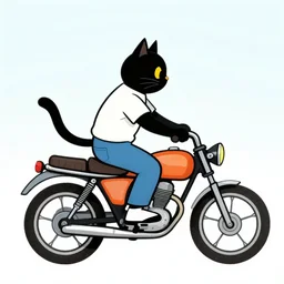 a cat riding a motorcycle by p. d. eastman