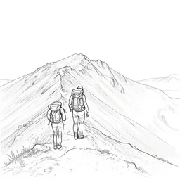backpacking over mountain ridgeline, minimalist line art by josan gonzalez, clean long lines, ultra detailed