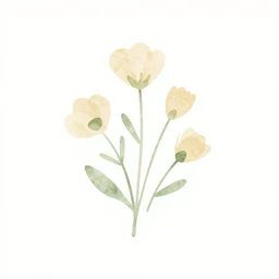 minimalist watercolor art of a flowers on white background, illustration, vector art