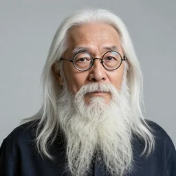man in his 5 0 s with long white hair, a long white chin beard and round thin - frame glasses