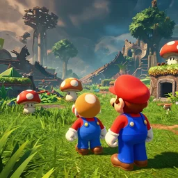 mushroom kingdom from the super mario franchise in ruins post - nuclear war in fallout 4, in game screenshot