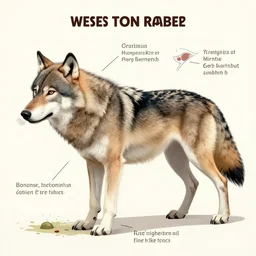 a wolf with rabies, veterinary medical diagram