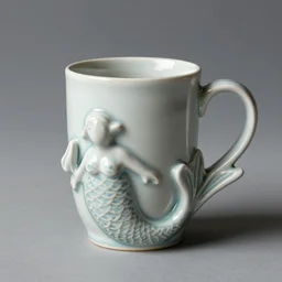 a ceramic mug sculpted to be a mermaid