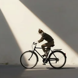 A cat driving a bicycle, an illustration by Michael Sowa