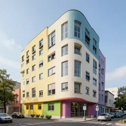 funky colorful building designed by architect mirko reisser ; daim