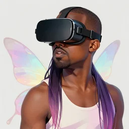 : kanye west wearing vr goggles, shepard fairy style art, digital art, illustration, art station