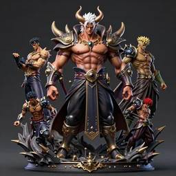 complex 3 d render hyper realistic full length illustration of a handsome! powerful athletically built white haired demon necromancer, asura arms, hell boy, d & d, dio from jojo's bizarre adventures, broly, medieval fantasy, draconic, character design, intricate, octane render, concept art, resin, 8 k, hd, epic scene, dante's inferno, symmetrical, art by takeshi obata + billelis + hirohiko araki