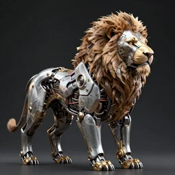 complex 3 d render hyper detail portrait of a mechanical lion cyborg, sci fi, full body, intricate, art by kazuhiko nakamura and hajime sorayama, 8 k octane detailed render, post - processing, extremely hyperdetailed, intricate futuristic mechanic parts, maya, dark background, sharp focus, blender, cinematic lighting + masterpiece, trending on artstation