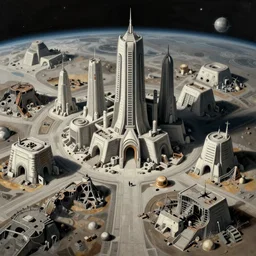 Space city ruins from outer space, Simon Stålenhag color scheme, matte painting by Ruan Jia, featured in artstation, octane render, cinematic, elegant, intricate, 8k, HDR