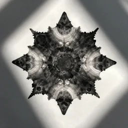 one big inkblot on the paper, rorschach test, symmetrical, slightly styled to Rebecca Guay