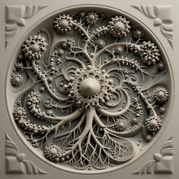 close up circular border with abstract symmetrical designs, concept art, nature, fractals, depth of field, roots, fractals, mandelbrot, fluid simulation in houdini, subsurface scattering, volumetric, very detailed, trending on artstation, rendered in octane, cgsociety