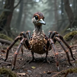 high quality digital art Spider duck chimera, detailed, scary, in the style of beksinski