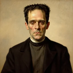 candid portrait of Frankenstein painting Orientalist style