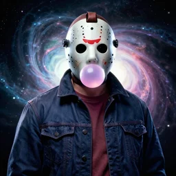 jason voorhees!! electricity, bubble gum, highly detailed, high contrast, light reflection, trippy, nebula, trending on art station by carl barks