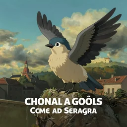 A bird in Madrid, painted by Ghibli studio