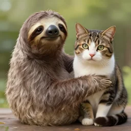 crossbred between a sloth and a cat. photorealistic, natural lighting, highly detailed digital painting. artstation.