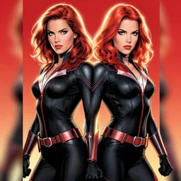 tom raney and sandra chevrier comic cover art, full body black widow, perfectly symmetrical facial features, tight fit, rim lighting, vivid colors, j. scott campbell
