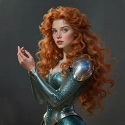 portrait of Princess Merida, futuristic and ethereal, expressive pose, sci-fy, cyberpunk, highly detailed, digital painting, artstation, concept art, smooth, sharp focus, by John Singer Sargent