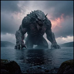 Beautifully hellish Seascape photography of monster from loch ness, by Carr Clifton, by Galen Rowell #film Kodak Ektar 8k resolution; Night on a fantasy world, concept art by Daniel Lieske, by Dan Witz 8K 3D 16K