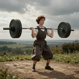 Virginia Woolf deadlifting a heavy barbell